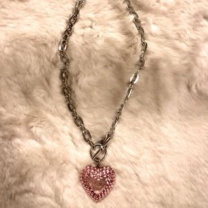 pink heart swarovski crystal necklace